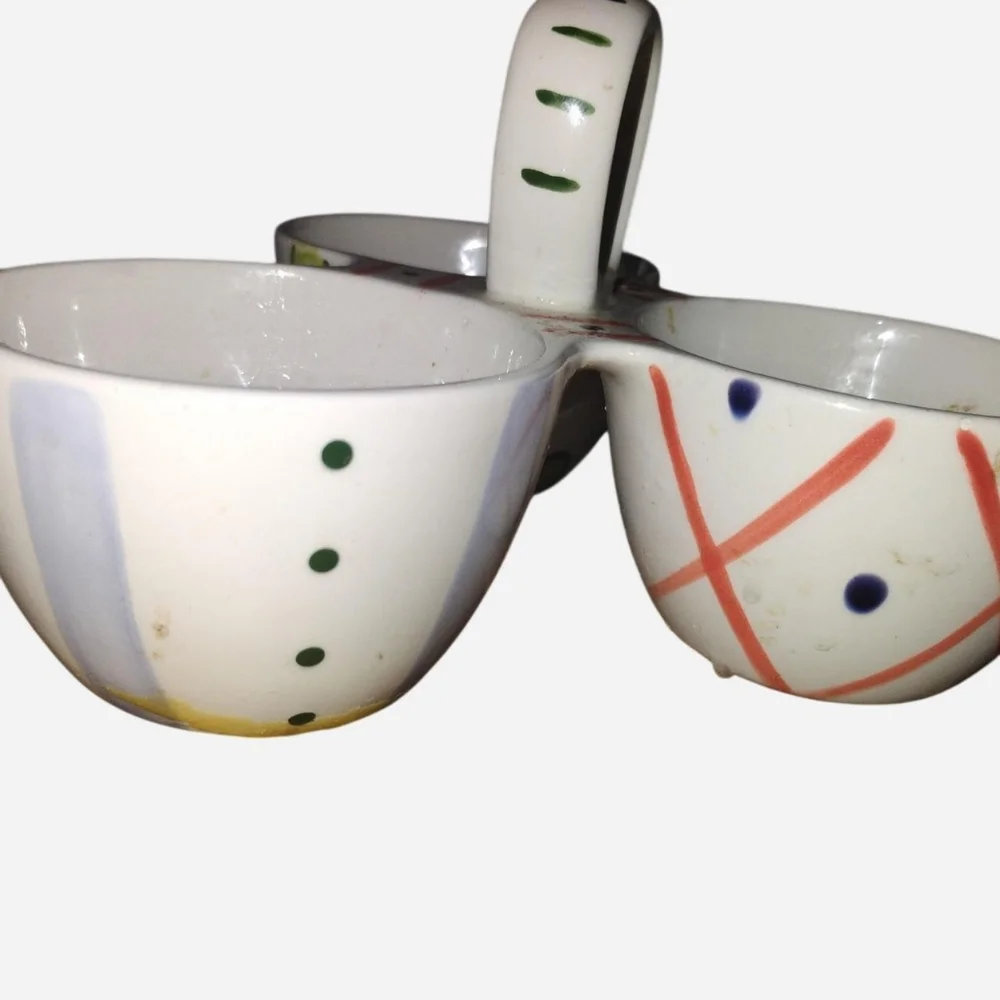 Hand-Painted Ceramic Triple Bowl Set